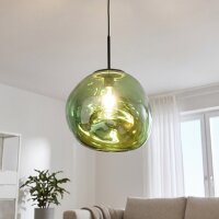 Lampe à suspendre ronde en verre Vert E27...