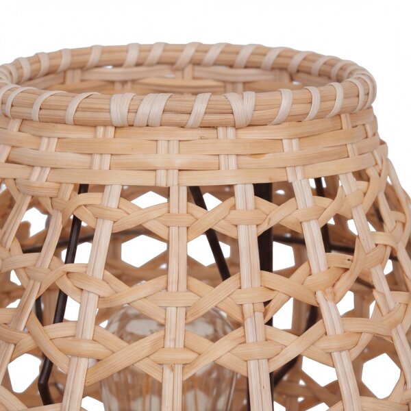 Lampadaire en rotin naturel bas 60 cm E27 Scandinave