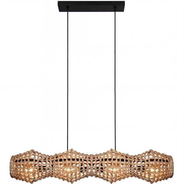 Suspension rotin naturel scandinave E27 4-flamme