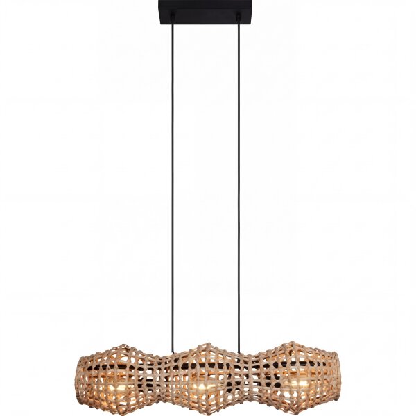Lampe à suspendre rotin naturel scandinave E27 3 flammes