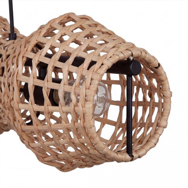 Lampe à suspendre rotin naturel scandinave E27 3 flammes