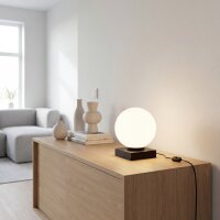 Lampe de table verre métal H:17,5 cm E14 Boule...