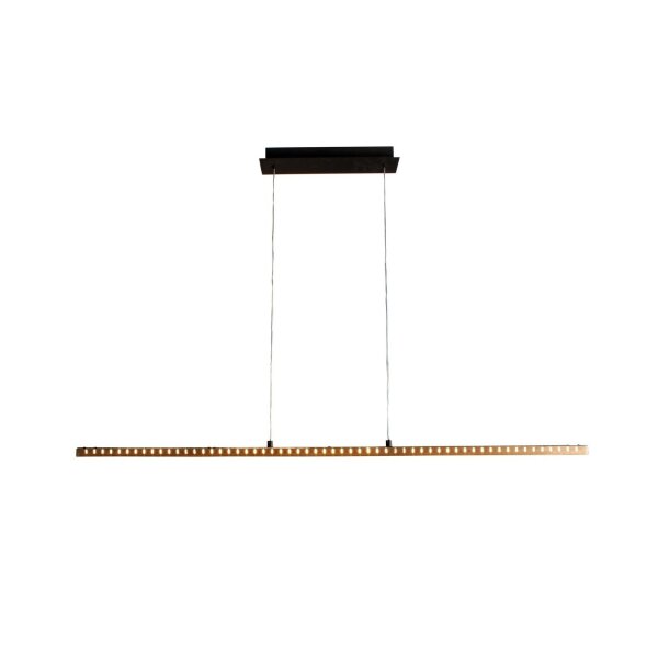 Longue lampe à suspendre LED Aluminium Bois L:120 cm blanc chaud