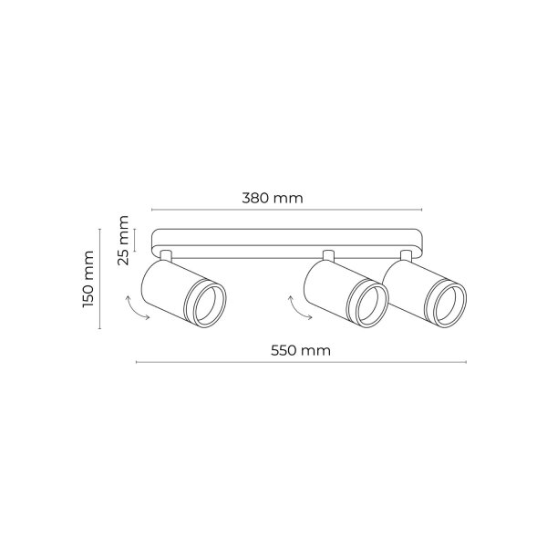 Projecteur de plafond blanc 55 cm de long métal GU10 3-flamme