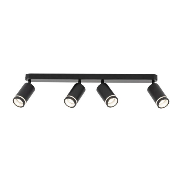 Spot de plafond métal noir 74 cm de long 4-flamme GU10