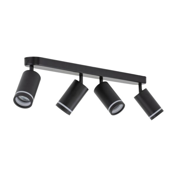 Spot de plafond métal noir 74 cm de long 4-flamme GU10