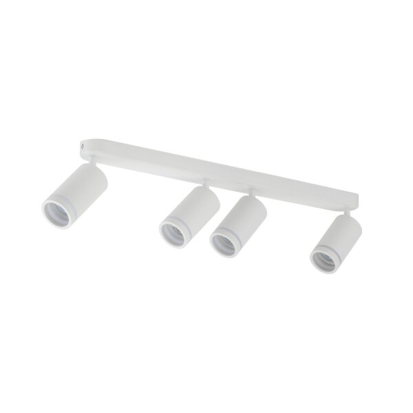 Plafonnier blanc 4 flammes 74 cm long métal GU10