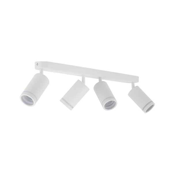 Plafonnier blanc 4 flammes 74 cm long métal GU10