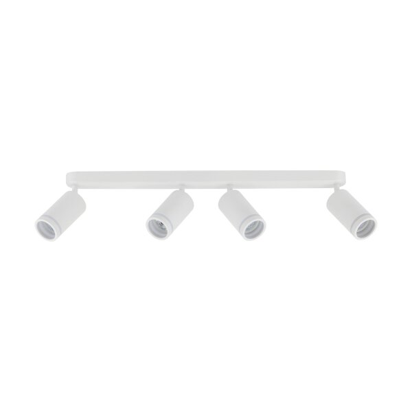 Plafonnier blanc 4 flammes 74 cm long métal GU10