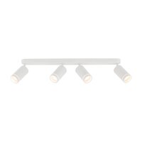 Plafonnier blanc 4 flammes 74 cm long métal GU10