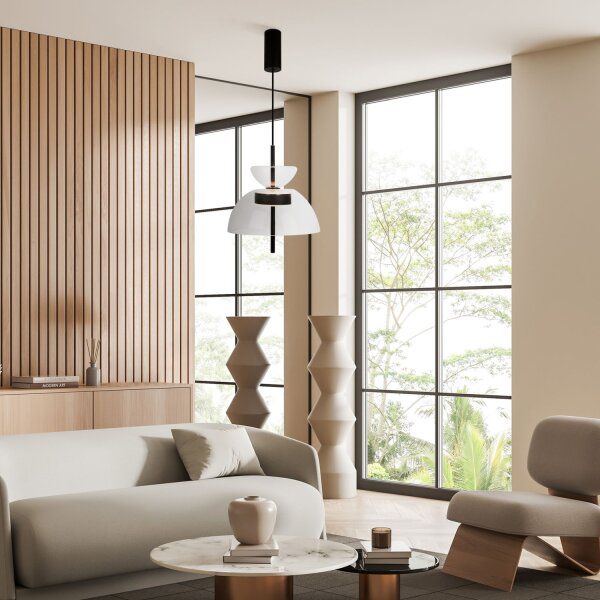 Suspension LED verre métal lumière blanc chaud 3000 K