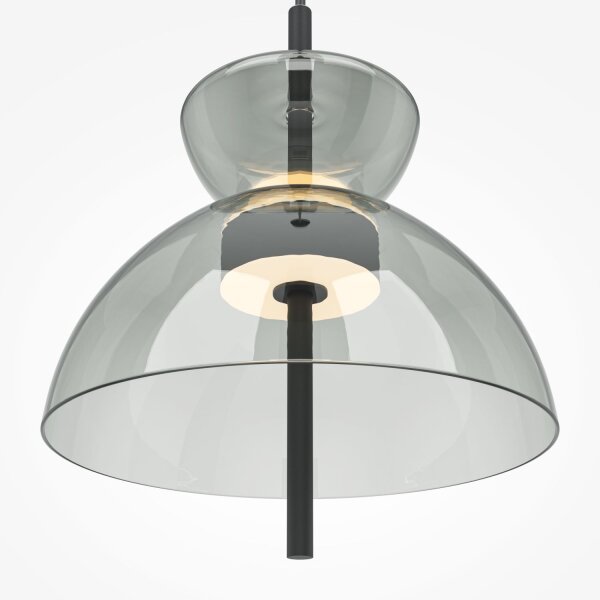 Suspension LED métal verre fumé H : max. 348 cm BRUNO