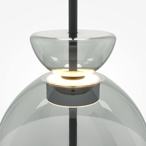 Suspension LED métal verre fumé H : max. 348 cm BRUNO