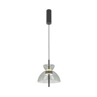 Suspension LED métal verre fumé H : max....