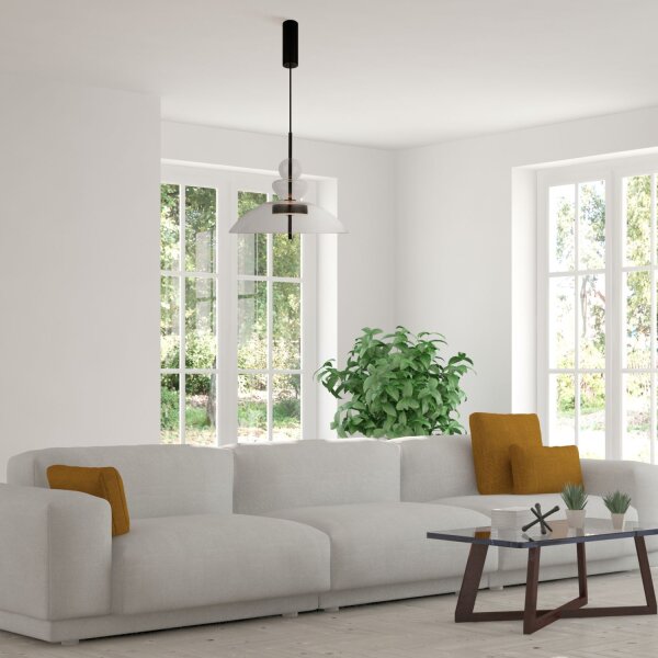 Lampe à suspendre LED métal verre H : max. 358 cm noir BRUNO