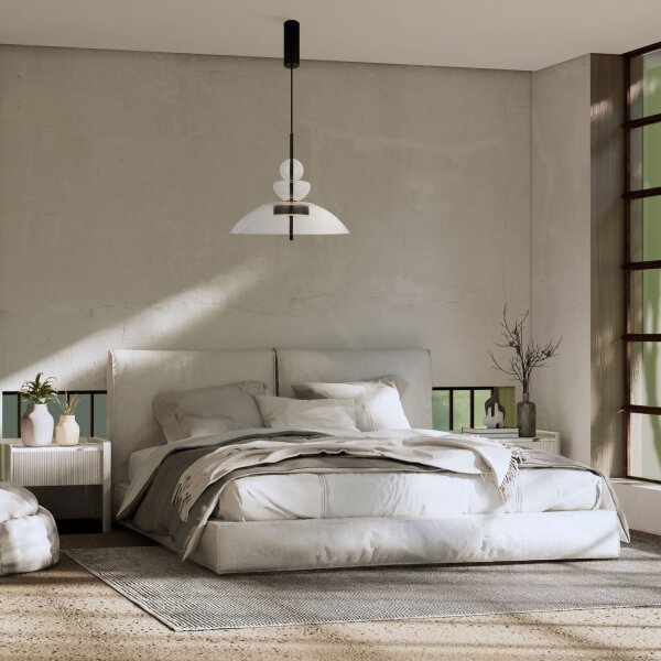 Lampe à suspendre LED métal verre H : max. 358 cm noir BRUNO