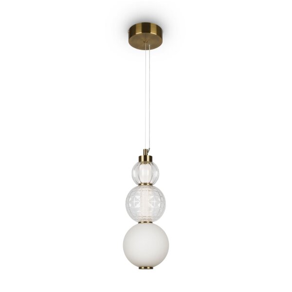 Suspension LED métal verre 14,7 cm de large en or blanc