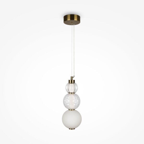 Suspension LED métal verre 14,7 cm de large en or blanc