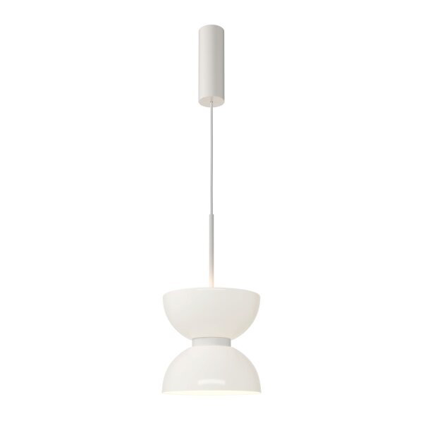 Lampe à suspendre LED métal verre D : 22 cm H : max. 350 cm Blanc