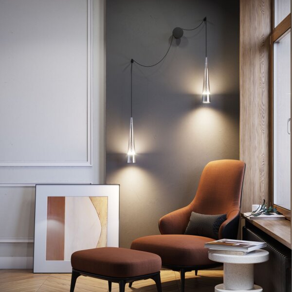 Applique murale LED métal verre Up Down 228,9 cm de haut chrome