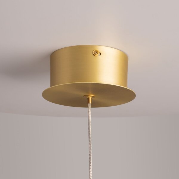 Lampe LED à suspendre verre fumé aluminium blanc chaud 3000 K ronde