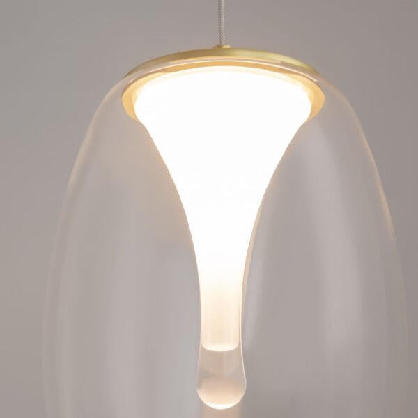 Lampe à suspendre LED aluminium verre D : 20 cm rond en or