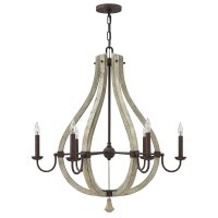 Lustre antique bois métal Ø76cm...