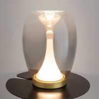 Lampe de table LED aluminium verre fumé D : 20 cm...
