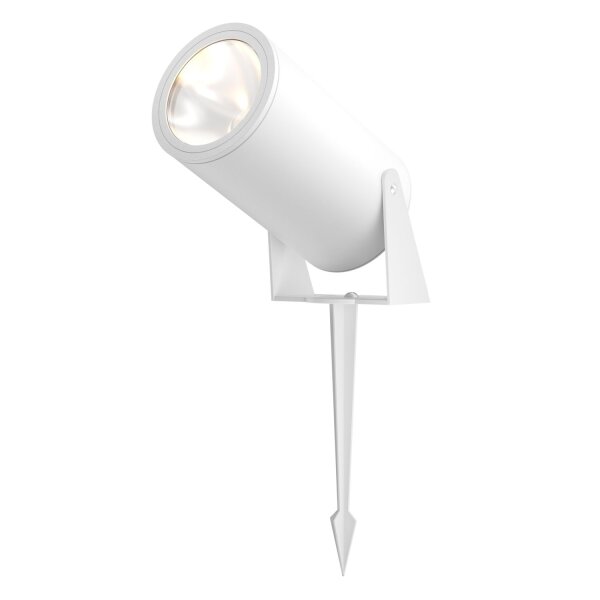 Lampe dallée LED avec piquet de terre verre aluminium IP65 blanc