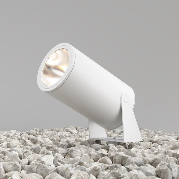 Lampe dallée LED avec piquet de terre verre aluminium IP65 blanc