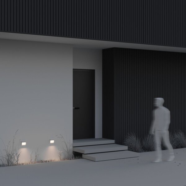 Lampe dextérieur LED murale aluminium IP54 blanche carrée 100 lm