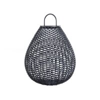 Lampe de table solaire extérieure LED rotin rond D...