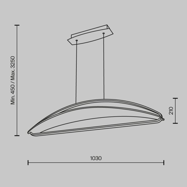 Suspension LED aluminium H : max. 325 cm en laiton