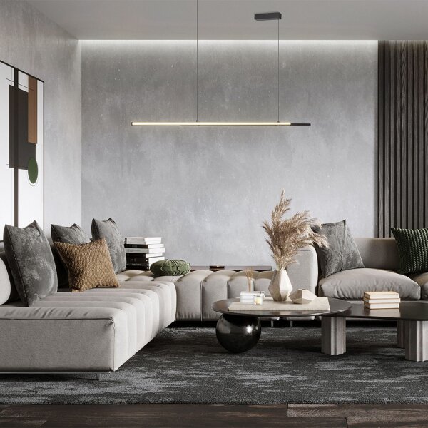 Suspension LED Aluminium H : max. 120 cm Noir LINA