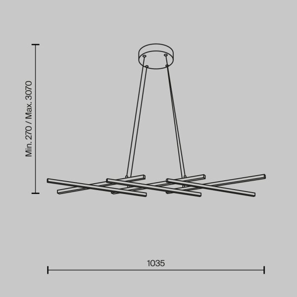 Suspension LED aluminium H : max. 305,7 cm en laiton