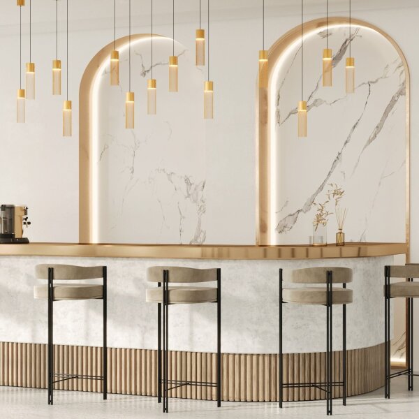 Suspension LED métal D : 8 cm rond H : max. 132 cm LIV