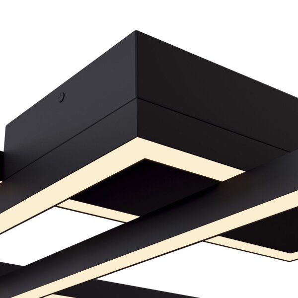 Plafonnier LED métal noir lumière blanc chaud 3000 K