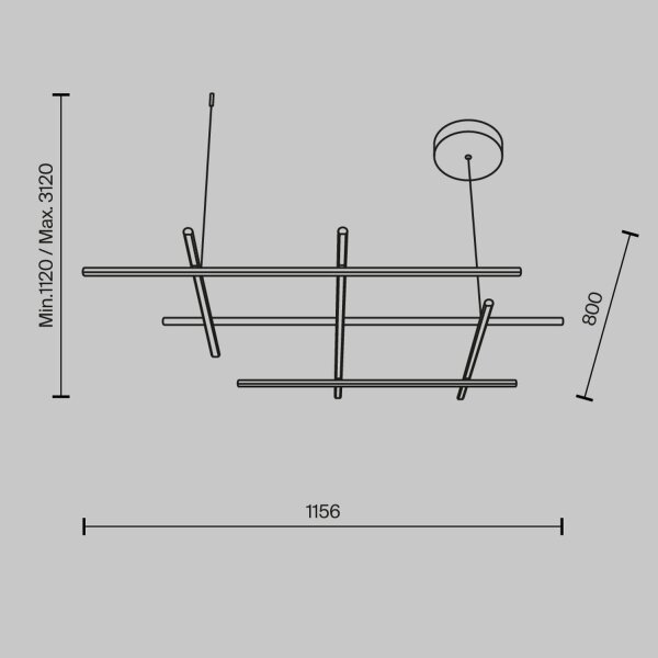 Suspension LED aluminium H : max. 312 cm en or SIRI