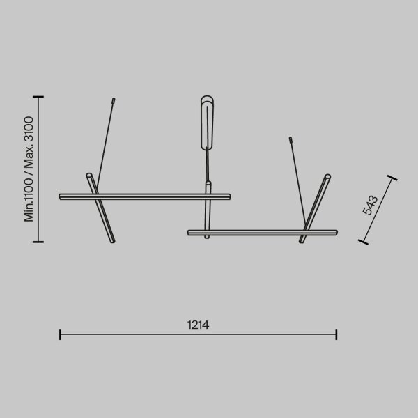 Suspension LED aluminium H : max. 310 cm en or SIRI
