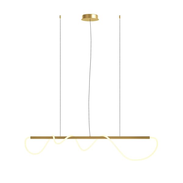 Suspension LED aluminium doré blanc allongé YARA