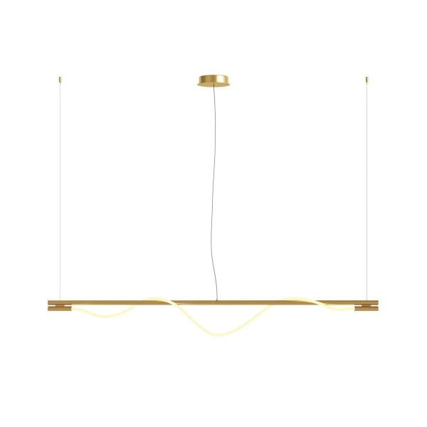 Suspension à LED en aluminium doré blanc allongé 910 lm
