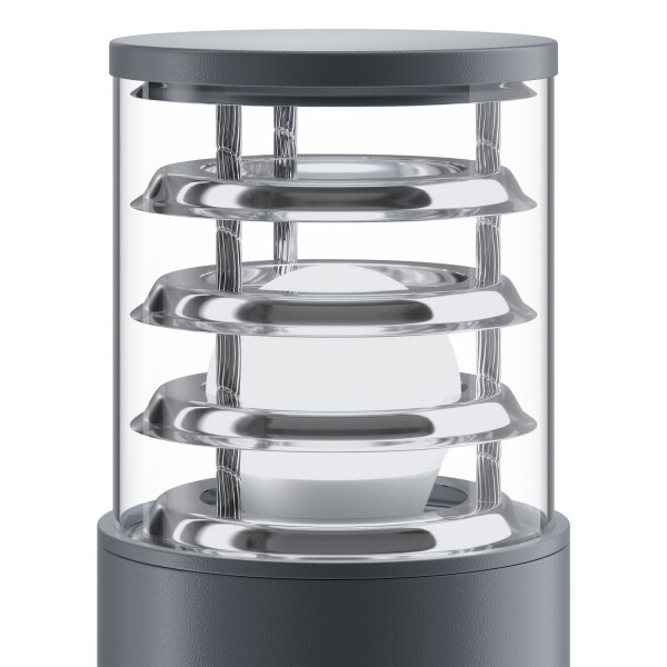 Borne déclairage aluminium E27 IP54 hauteur 25 cm gris rond