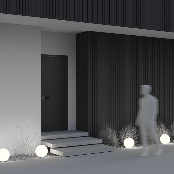 Lampe dallée E27 IP54 29 cm de haut avec piquet de terre Gris Blanc