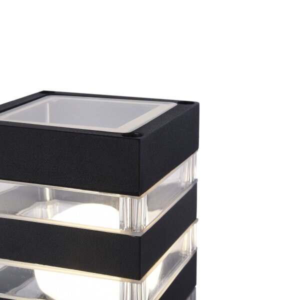 Borne déclairage aluminium 61 cm IP54 noir E27 carré