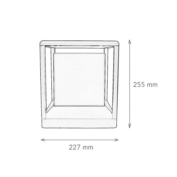 Luminaire de socle aluminium E27 IP65 25,5 cm graphite carré