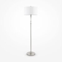 Lampadaire métal tissu E27 158 cm nickel blanc rond