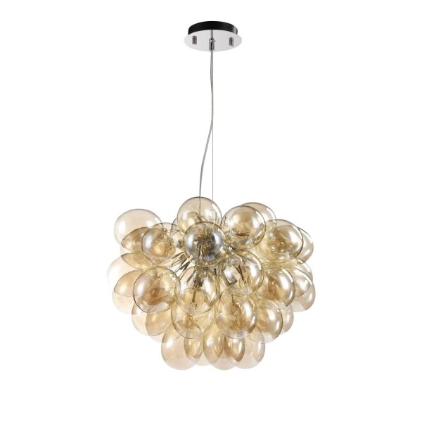 Lampe à suspendre métal verre fumé 50 cm de large H : max. 170 cm