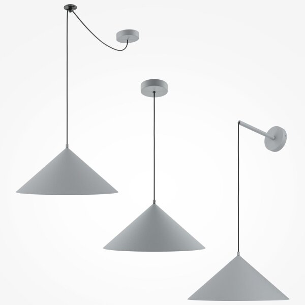 Lampe à suspendre métal E27 Ø 35 cm rond H : max. 318 cm Gris