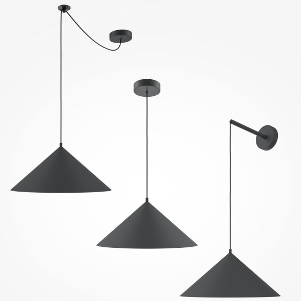 Suspension en métal Ø 35 cm rond H : max. 318 cm Noir
