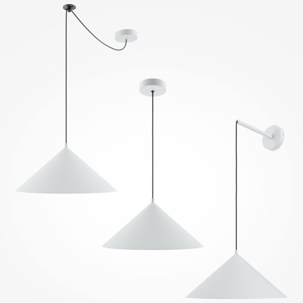 Lampe à suspendre métal ronde Ø 35 cm H : max. 318 cm Blanc E27